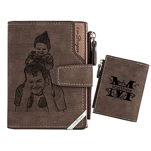 ALBERTBAND Geldbörsen für Herren Personalisierte Brieftasche mit Namen und Foto Vatertag Geburtstag Jahrestag Geschenk Opa Papa Sohn Ehemann Geldbörsen von ALBERTBAND