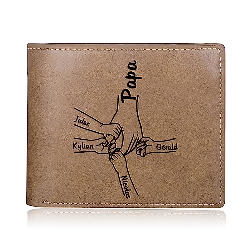 ALBERTBAND Personalisierte Papa Geldbörsen Leder Foto Namen Brieftasche Braunes Portemonnaie für Männer Geschenke für Männer Vatertag Weihnachten von ALBERTBAND