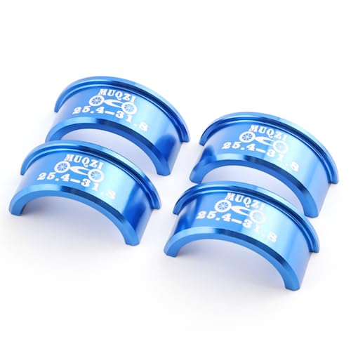 4 Stück Fahrrad Lenker Shim Spacer Vorbau Reducer 25,4 auf 31,8 mm Adapter MTB Road Fixed Gear Rennrad Abdeckung Hülse Adapter Falten Radfahren Bar Blende Anpassung Umwandlung Shim (blau) von ALEFCO