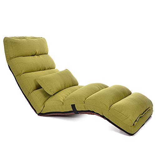 ALEjon Klappbarer Boden-Lounge-Sofastuhl mit Kissen für Gaming, Lazy Chair Klappsofa, Bett, Piazza-Fensterstuhl, Klappstuhl, Grün von ALEjon