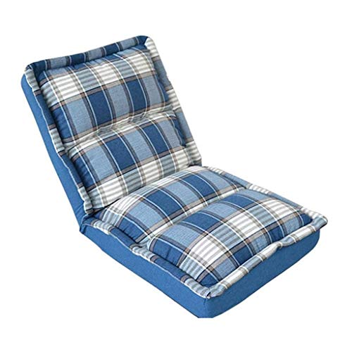 ALEjon Lazy Sofa, Einzel-Klappschlafzimmer-Balkon-Tatami-Bett-Liegestuhl, blau-weißes Gitter von ALEjon