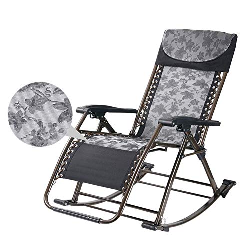 ALEjon Liegestuhl, Faltbarer Lounge-Stuhl, Schwarze Sonnenliege, Garten-Schaukelstuhl für schwere Menschen – klappbarer Liegestuhl mit Kissen für Terrassendeck im Freien, tragbarer Stuhl, unterstützt von ALEjon