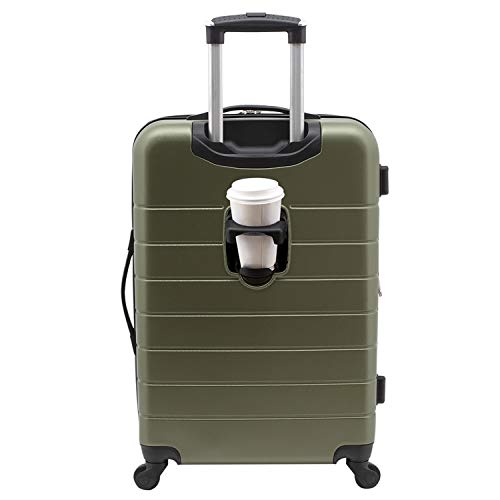 Wrangler Smart Gepäckset mit Getränkehalter und USB-Anschluss, olivgrün, 20-Inch Carry-On, Smart Gepäck-Set mit Getränkehalter und USB-Port von Wrangler