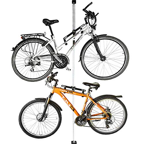 Allegra Fahrradhalterung Wand Fahrradaufhängung Fahrradwandhalterung Fahrrad Halterung (Weiß, 2 Halter + Stange 160cm - 290cm) von ALLEGRA