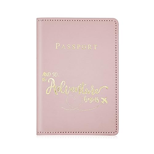 ALLY-MAGIC Reisepasshülle, Passport Holder Kunstleder Reisepasshülle Halter, Reisepass Schutzhülle Für Damen Herren Reisepass Kreditkarten, Ausweis Geldbörsen Reisedokumente E7CSHZJ-pink von ALLY-MAGIC