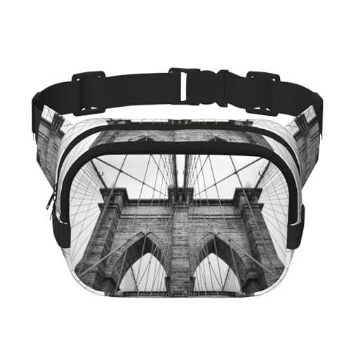 Brooklyn Bridge quadratische doppellagige Hüfttasche Brusttasche Crossbody Tasche Laufen Reisen Wandern Hüfttasche, Schwarz , Einheitsgröße von ALLiYa