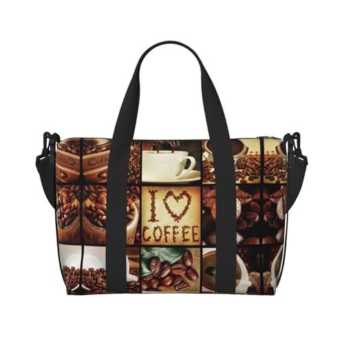 Coffee Collage Handheld Crossbody Reisetasche Single Shoulder Handtasche Sport und Fitness Tasche Reisegepäck Tasche, Schwarz , Einheitsgröße von ALLiYa