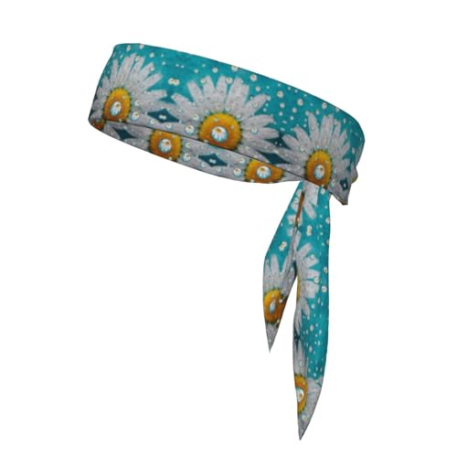 Doppelseitiges Stirnband mit Gänseblümchen-Blumen, für Herren und Damen, Fliege, Sport-Kopfbedeckung, Laufen, Übung von ALLiYa