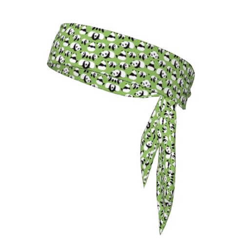 Grüner Hintergrund, Panda-Sport-Krawatte, doppelseitiges Stirnband für Herren und Damen, Fliege, Sport-Kopfbedeckung, Laufen, Übung von ALLiYa