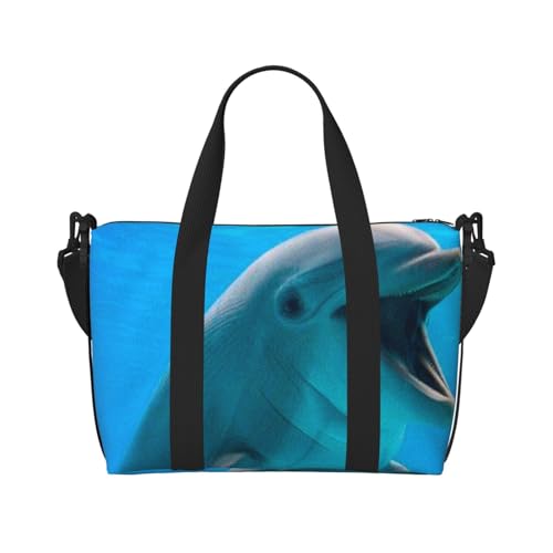 Happy Dolphin Handheld Crossbody Reisetasche Single Shoulder Handtasche Sport und Fitness Tasche Reisegepäck Tasche, Schwarz , Einheitsgröße von ALLiYa