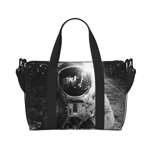 Lunar Astronaut Handheld Crossbody Reisetasche Single Shoulder Handtasche Sport und Fitness Tasche Reisegepäck Tasche, Schwarz , Einheitsgröße von ALLiYa