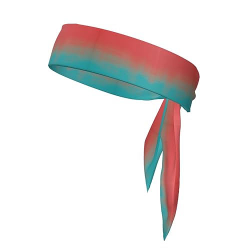 Texturiertes blaugrünes und korallenfarbenes Sport-Stirnband, doppelseitig, für Herren und Damen, Fliege, Sport-Kopfbedeckung, Laufen, Übung von ALLiYa