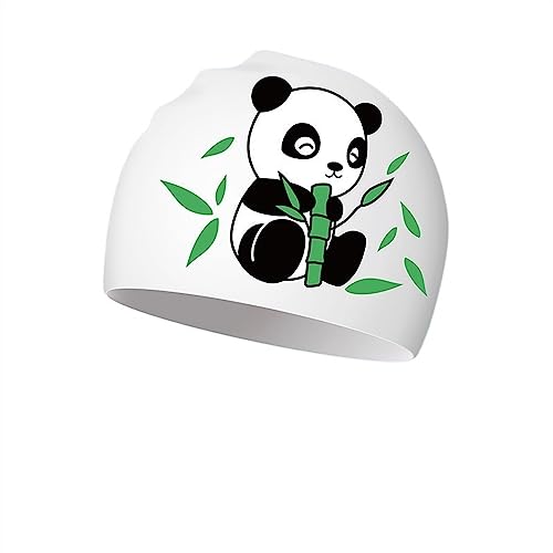 ALOEU Badekappen for Jungen Und Mädchen, Niedlicher Panda, Silikon-Simming-Mütze, Schwimmbad-Zubehör, Bademütze (Color : White, Size : 1SIZE) von ALOEU