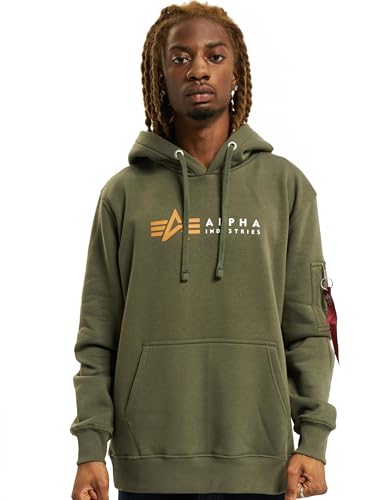 Alpha Industries Alpha Label Hoody Kapuzensweat für Herren Dark Olive von ALPHA INDUSTRIES