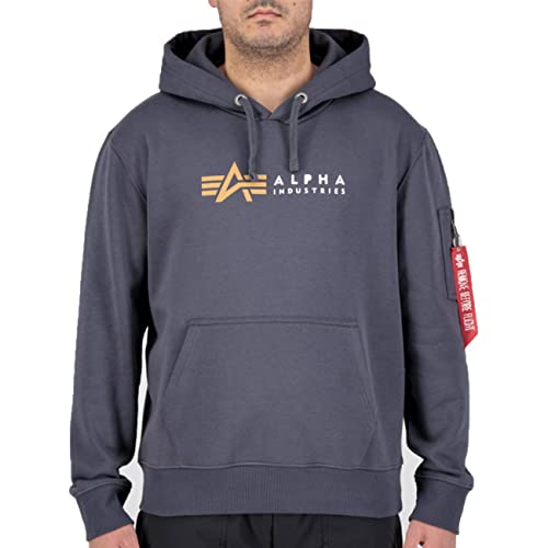 Alpha Industries Alpha Label Hoody Kapuzensweat für Herren Greyblack von ALPHA INDUSTRIES