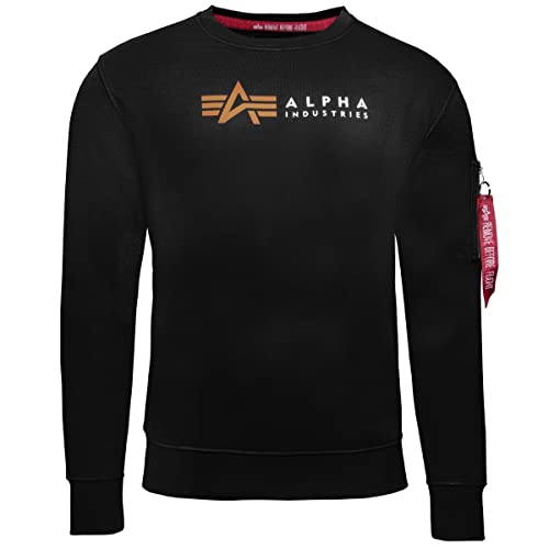 Alpha Industries Alpha Label Sweater Sweatshirt für Herren Black von ALPHA INDUSTRIES