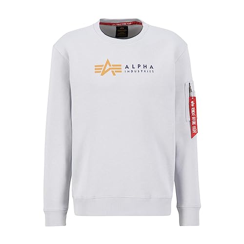 Alpha Industries Alpha Label Sweater Sweatshirt für Herren Pastel Grey von ALPHA INDUSTRIES