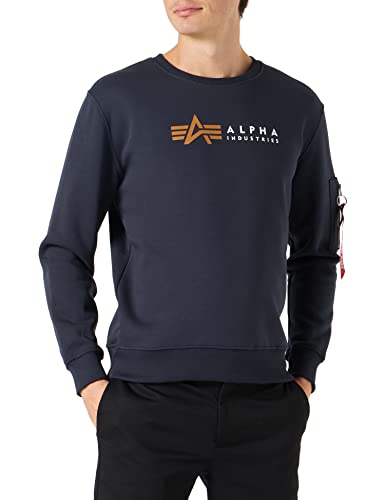 Alpha Industries Alpha Label Sweater Sweatshirt für Herren Rep.Blue von ALPHA INDUSTRIES