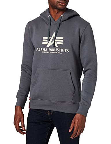 Alpha Industries Basic Hoody Kapuzensweat für Herren Greyblack von ALPHA INDUSTRIES