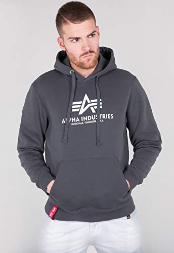 Alpha Industries Basic Hoody Kapuzensweat für Herren Greyblack von ALPHA INDUSTRIES