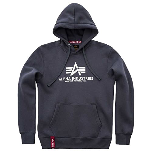 Alpha Industries Basic Hoody Kapuzensweat für Herren Greyblack von ALPHA INDUSTRIES