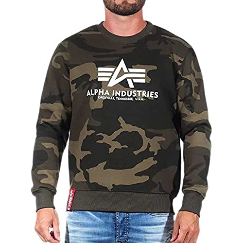 Alpha Industries Basic Sweater Camo Sweatshirt für Herren Olive Camo von ALPHA INDUSTRIES