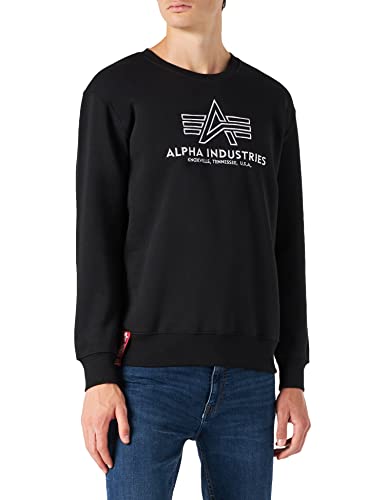 Alpha Industries Basic Sweater Embroidery Sweatshirt für Herren Black/White von ALPHA INDUSTRIES