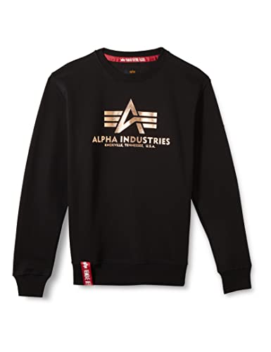 Alpha Industries Basic Sweater Foil Print Sweatshirt für Herren Black/Gold von ALPHA INDUSTRIES