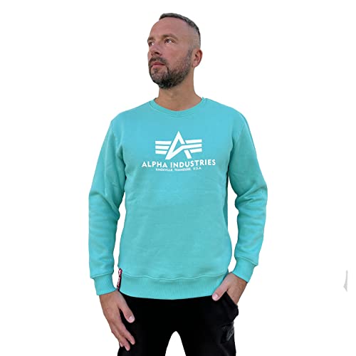 Alpha Industries Basic Sweater Sweatshirt für Herren Atomic Green von ALPHA INDUSTRIES
