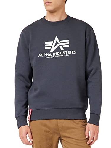Alpha Industries Herren Basic Pullover Sweatshirt, Blickdicht, Marine, XXS von ALPHA INDUSTRIES