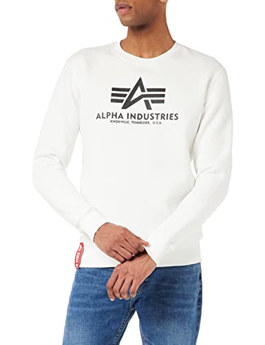 Alpha Industries Herren Basic Pullover Sweatshirt, Weiß, L von ALPHA INDUSTRIES