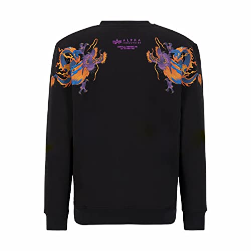 Alpha Industries Dragon EMB Sweater Sweatshirt für Herren Black von ALPHA INDUSTRIES