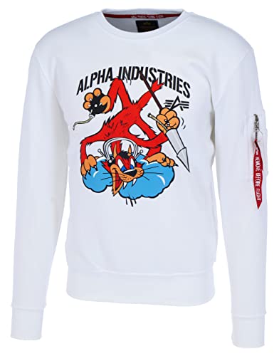 Alpha Industries Fighter Squadron Sweater Sweatshirt für Herren White von ALPHA INDUSTRIES