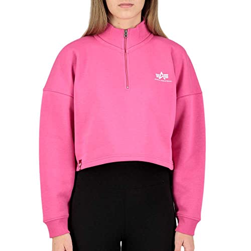 Alpha Industries Half Zip Sweater COS SL Wmn Sweatshirt für Damen Magenta von ALPHA INDUSTRIES