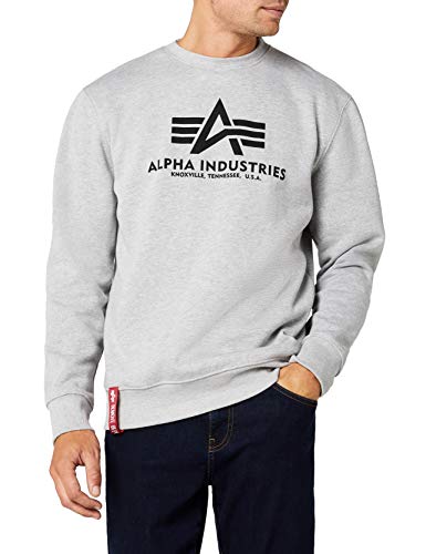 Alpha Industries Herren Basic Pullover Sweatshirt, Grey Heather, S-5XL Alpha Industries Herren Basic Pullover Sweatshirt, Grey Heather, S-5XL von ALPHA INDUSTRIES