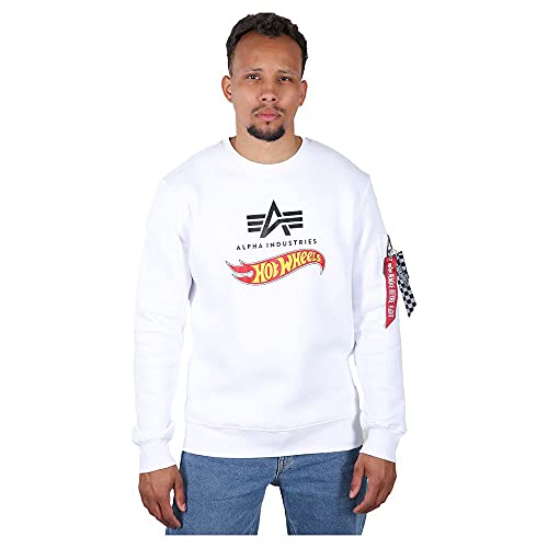 Alpha Industries Hot Wheels Flag Sweater Sweatshirt für Herren White von ALPHA INDUSTRIES