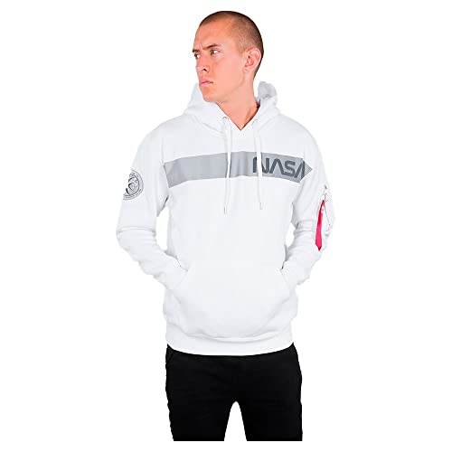 Alpha Industries NASA RS Hoody Kapuzensweat für Herren White von ALPHA INDUSTRIES