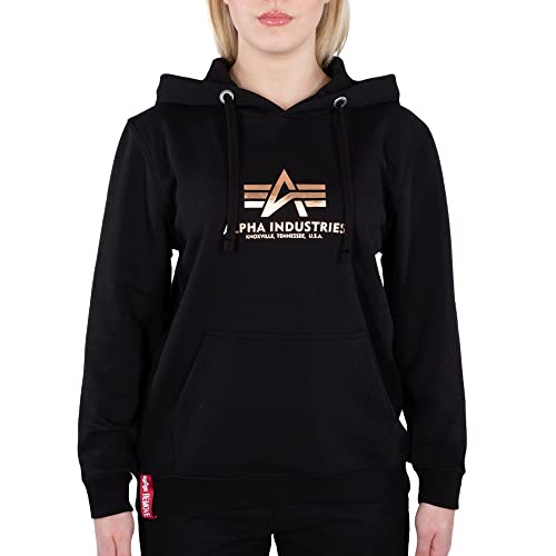 Alpha Industries New Basic Hoody Wmn Foil Print Kapuzensweat für Damen Black/Copper Alpha Industries New Basic Hoody Wmn Foil Print Kapuzensweat für Damen Black/Copper von ALPHA INDUSTRIES
