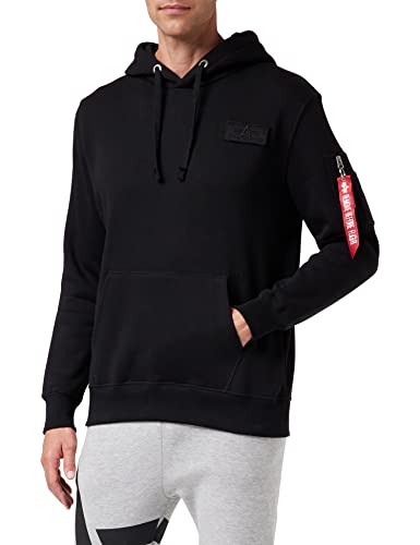 Alpha Industries Red Stripe Hoody Kapuzensweat für Herren Black/White von ALPHA INDUSTRIES