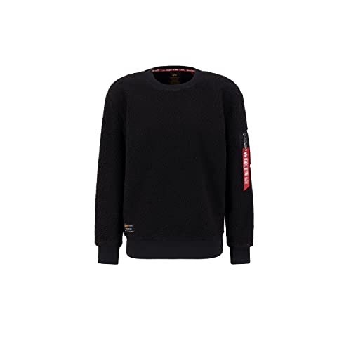 Alpha Industries Teddy Sweater Sweatshirt für Herren Black von ALPHA INDUSTRIES