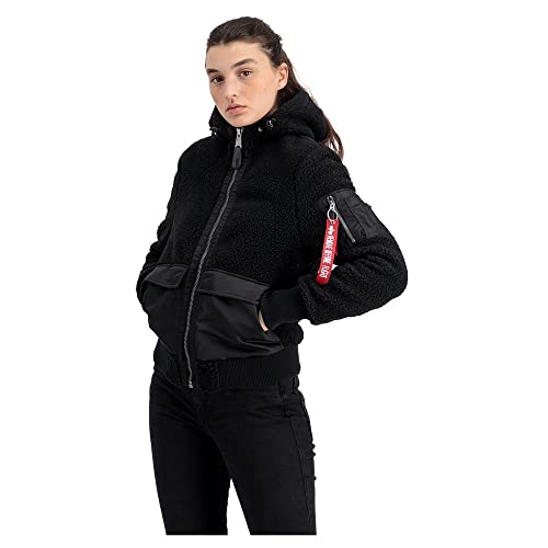 Alpha Industries Zip Hood Teddy Wmn Fliegerjacke für Damen Black von ALPHA INDUSTRIES