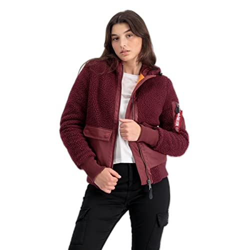 Alpha Industries Zip Hood Teddy Wmn Fliegerjacke für Damen Burgundy von ALPHA INDUSTRIES