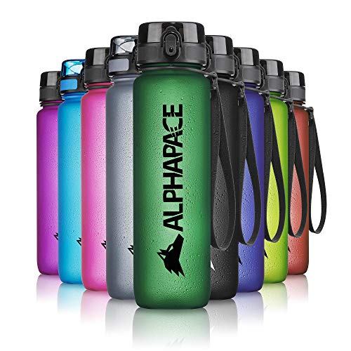 ALPHAPACE Trinkflasche, auslaufsichere 1.000 ml Wasserflasche, BPA-freie Flasche für Sport, Fahrrad & Outdooraktivitäten, Sportflasche mit Fruchteinsatz, in Dark-Green von ALPHAPACE