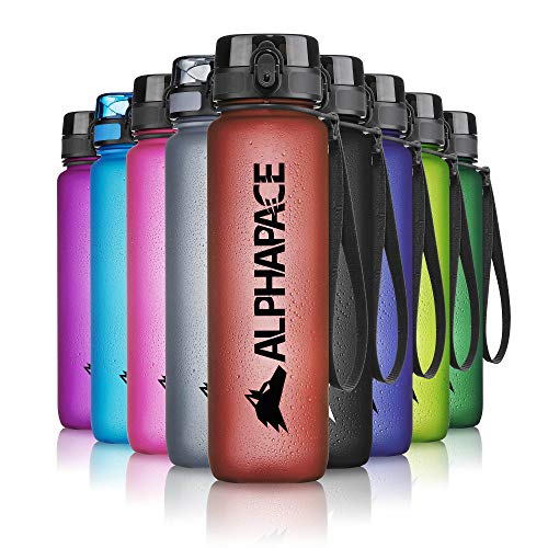 ALPHAPACE Trinkflasche, auslaufsichere 500 ml Wasserflasche, BPA-freie Flasche für Sport, Fahrrad & Outdooraktivitäten, Sportflasche mit Fruchteinsatz, in Dunkelrot von ALPHAPACE