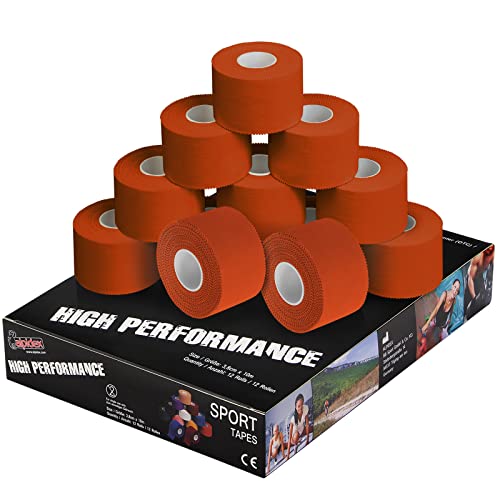 ALPIDEX 12 Rollen Sport Tape Set 3,8 cm x 10 m Gelenk Tapeverband Viele Farben Reißbares Unelastisches Sporttape Hautfreundlich Handball Fußball Volleyball, Farbe:orange von ALPIDEX