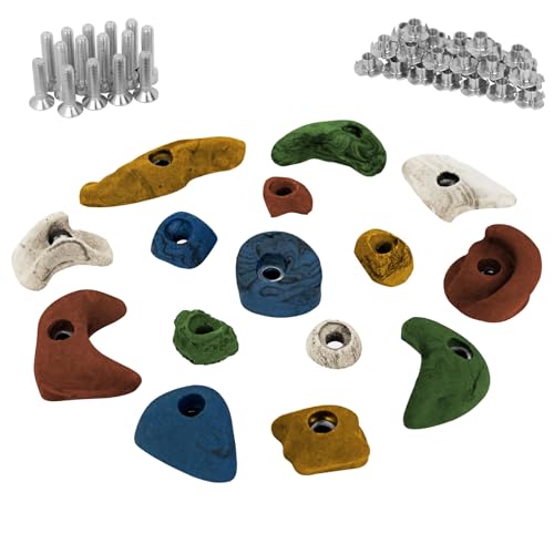 ALPIDEX 15 Klettergriffe | Starterset | Inklusive Schrauben, Einschlagmuttern | Klettersteine | Größen L, M, S | Verschiedene Formen Größen | Klettergriffset, Farbe:bunt ALPIDEX 15 Klettergriffe | Starterset | Inklusive Schrauben, Einschlagmuttern | Klettersteine | Größen L, M, S | Verschiedene Formen Größen | Klettergriffset, Farbe:bunt von ALPIDEX