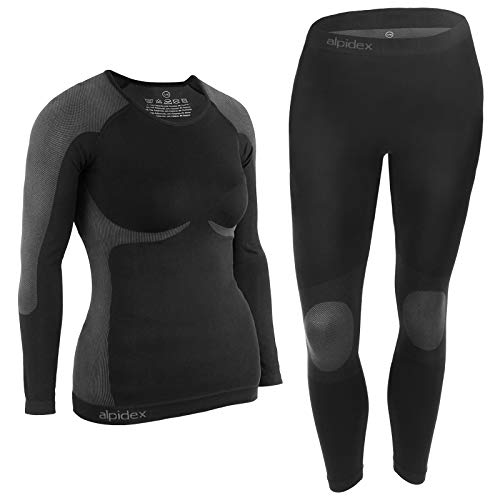 ALPIDEX Damen Funktionswäsche Thermounterwäsche Skiunterwäsche - atmungsaktiv, wärmend und schnell trocknend, Größe:L/XL, Farbe:Black-Grey ALPIDEX Damen Funktionswäsche Thermounterwäsche Skiunterwäsche - atmungsaktiv, wärmend und schnell trocknend, Größe:L/XL, Farbe:Black-Grey von ALPIDEX