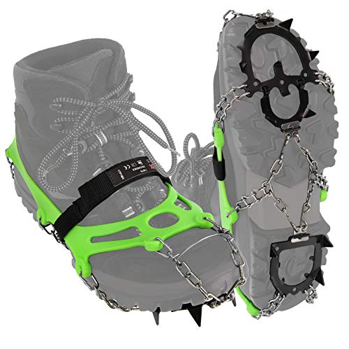 ALPIDEX Grödel Steigeisen für Bergschuhe Schuhkrallen mit Manganstahlspikes 12 Zähne Schuhgröße 35-47 Crampons Klettern Bergsteigen Trekkking Winter Outdoor Schuhspikes, Größe:XL, Farbe:Green von ALPIDEX