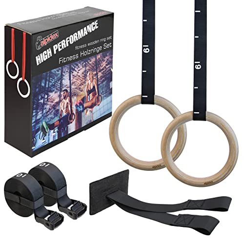 ALPIDEX Turnringe Gymnastikringe Wettkampf Norm 28 mm Griffe aus Birkenholz inklusive Türanker und Befestigungsgurte mit Längenmarkierung 7 Jahre Garantie auf Material* ALPIDEX Turnringe Gymnastikringe Wettkampf Norm 28 mm Griffe aus Birkenholz inklusive Türanker und Befestigungsgurte mit Längenmarkierung 7 Jahre Garantie auf Material* von ALPIDEX