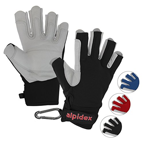 ALPIDEX Klettersteig Handschuhe Unisex Echtleder Kletterhandschuhe Half Finger Gloves Via Ferrata, Größe:S, Farbe:Wild Black von ALPIDEX